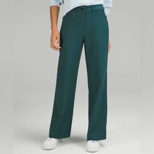 LULULEMON CITY SLEEK 5 POCKET WIDE-LEG HIGH-RISE PANT UTILITECH IN GREEN JASPER